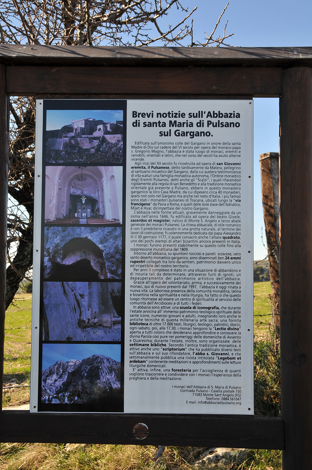 locandina sulle notizie dell'Abbazia di Pulsano